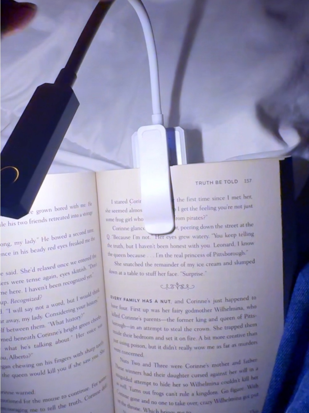 White Clip-On Book Light - Portable LED Reading Light